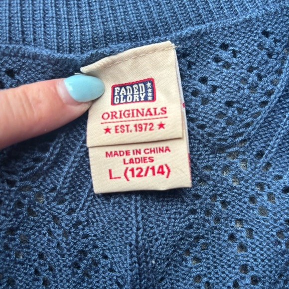 Faded Glory Navy Blue Knit Sweater Vest (Size L / 12-14) - Picture 4 of 4